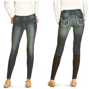 Ariat Denim Zig Zag Pocket Low FZ Size 28L/6 Long Equestrian Style No. 10012371